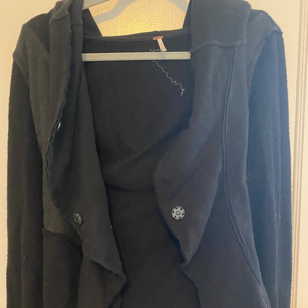 Free people button up lace hoodie